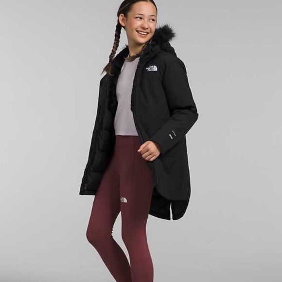 The North Face Girls’ Arctic Swirl Parka Black Down Puffer Winter Coat Sz S 7/8 - Picture 5 of 16
